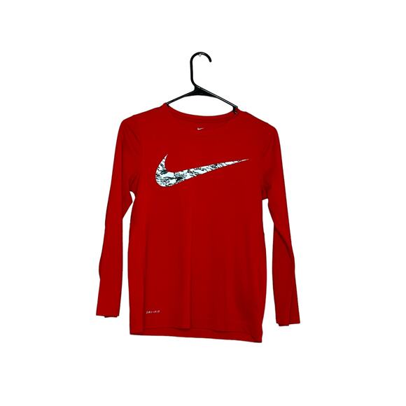 Nike red long sleeve t shirt running crewneck pulloverPixel Block Swoosh Tee - Picture 1 of 7